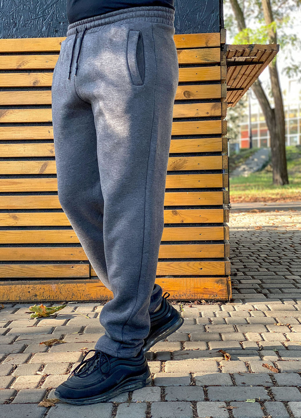Серые спортивные зимние прямые брюки Demma