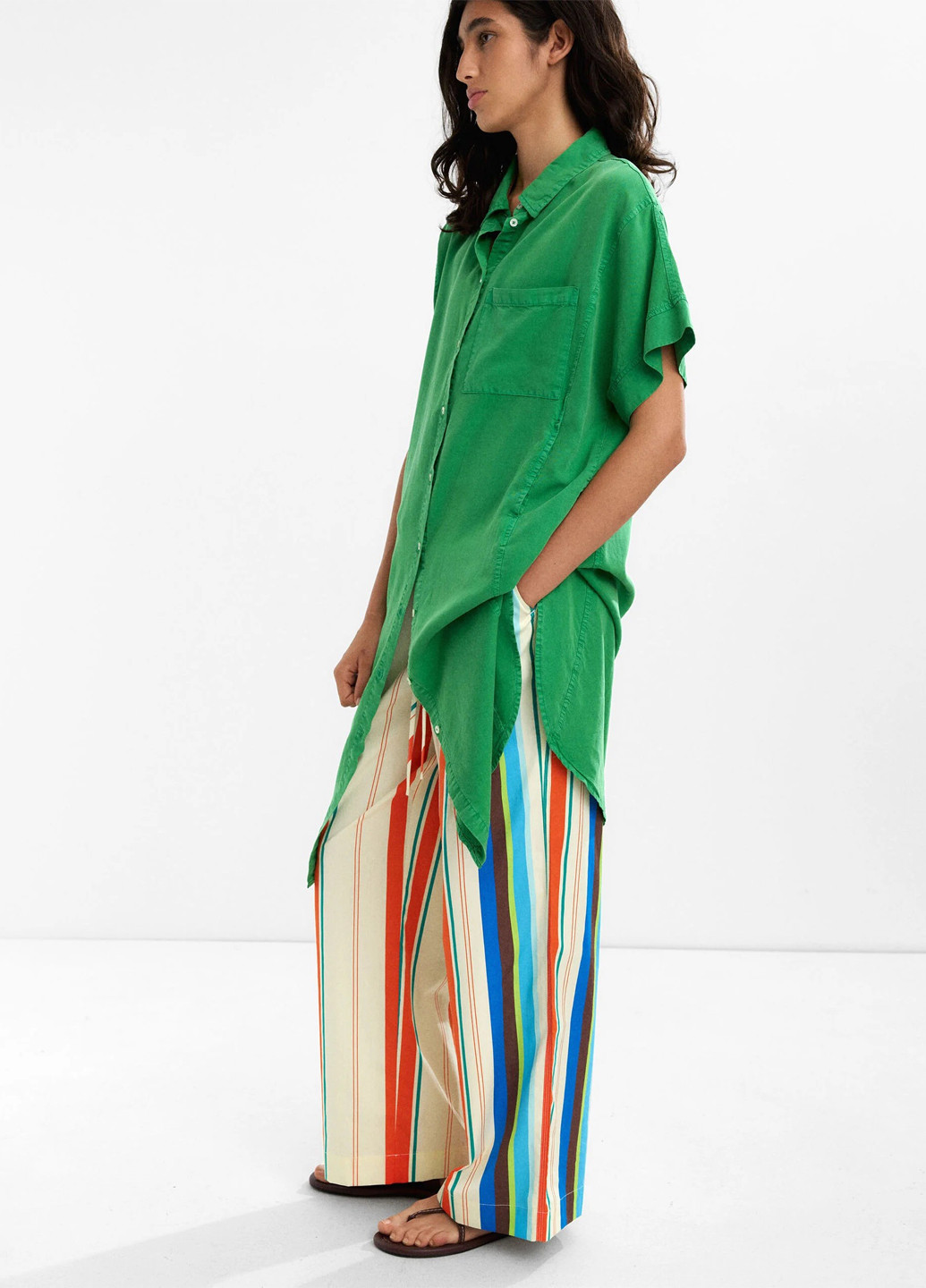 Зеленое кэжуал платье рубашка Parfois однотонное