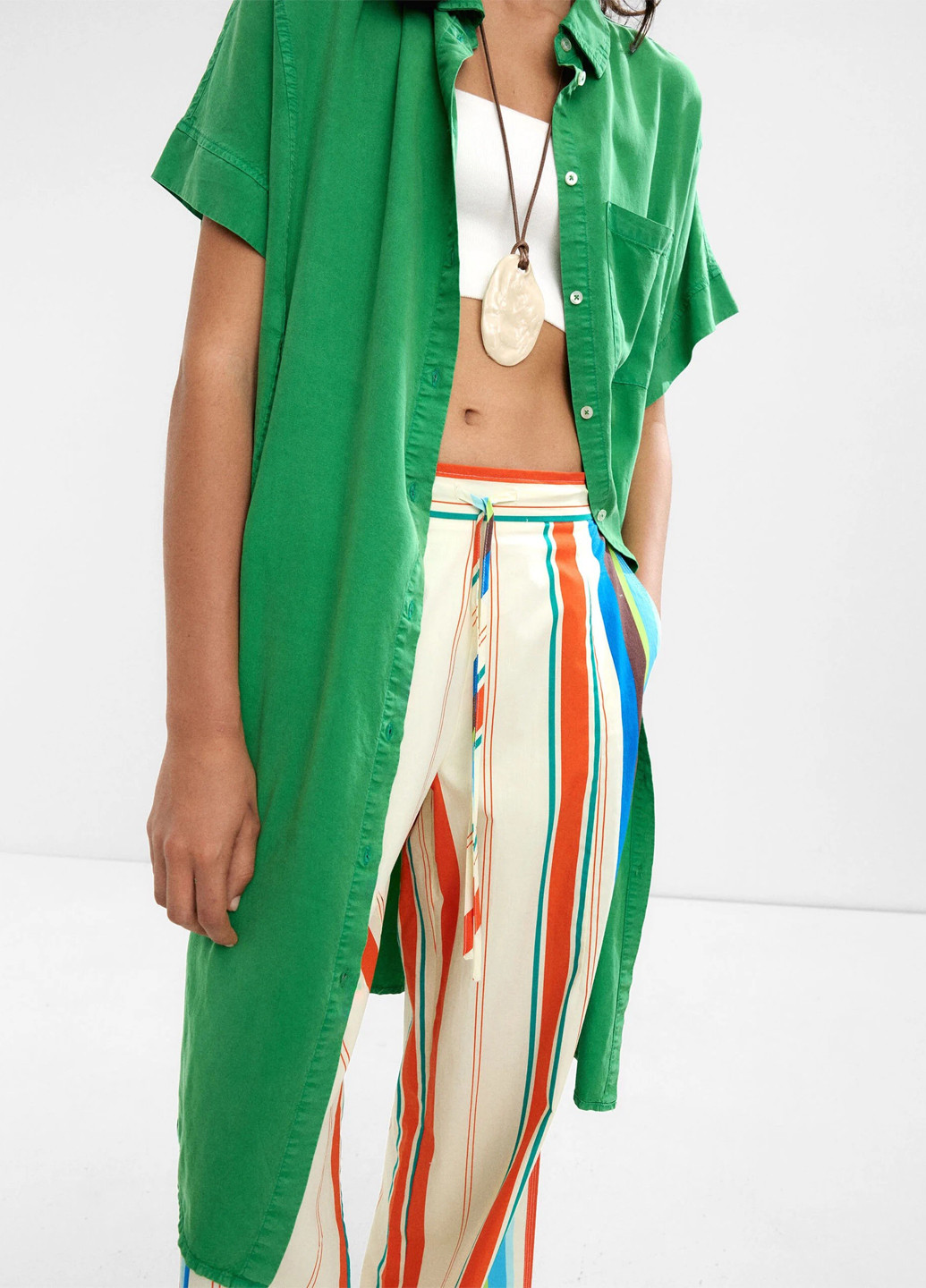 Зеленое кэжуал платье рубашка Parfois однотонное