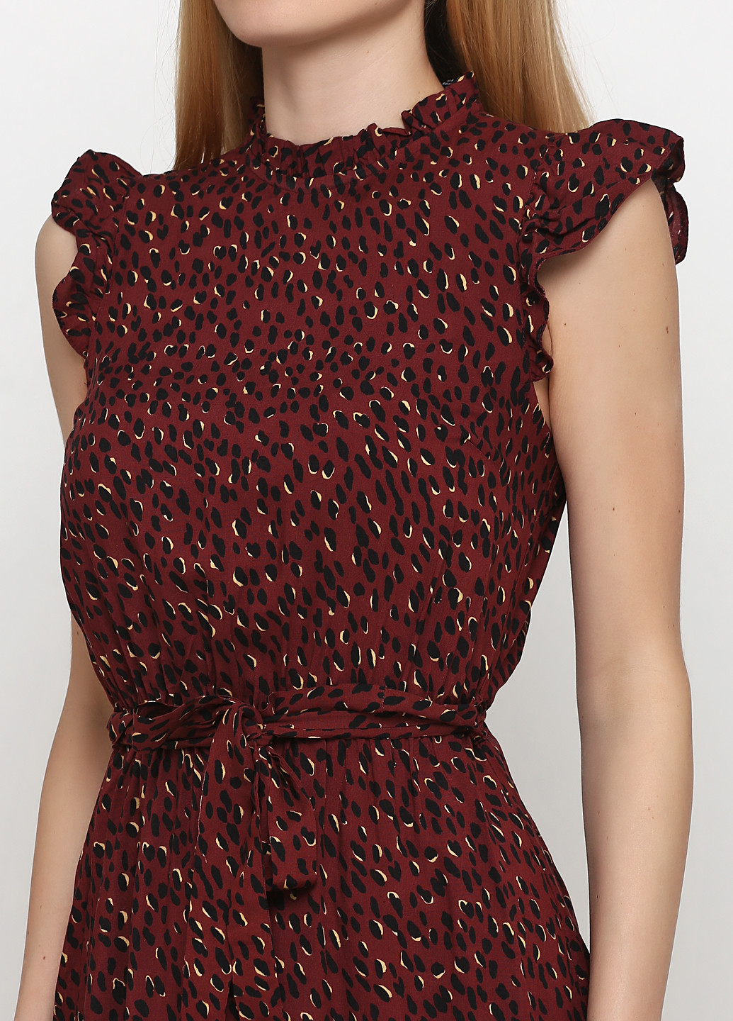 Бордовое кэжуал платье клеш New Look с абстрактным узором