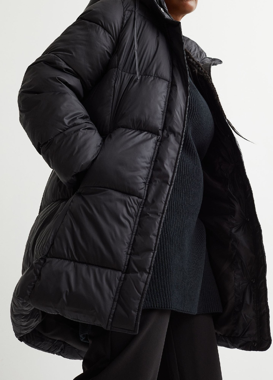 Черное зимнее Пальто H&M