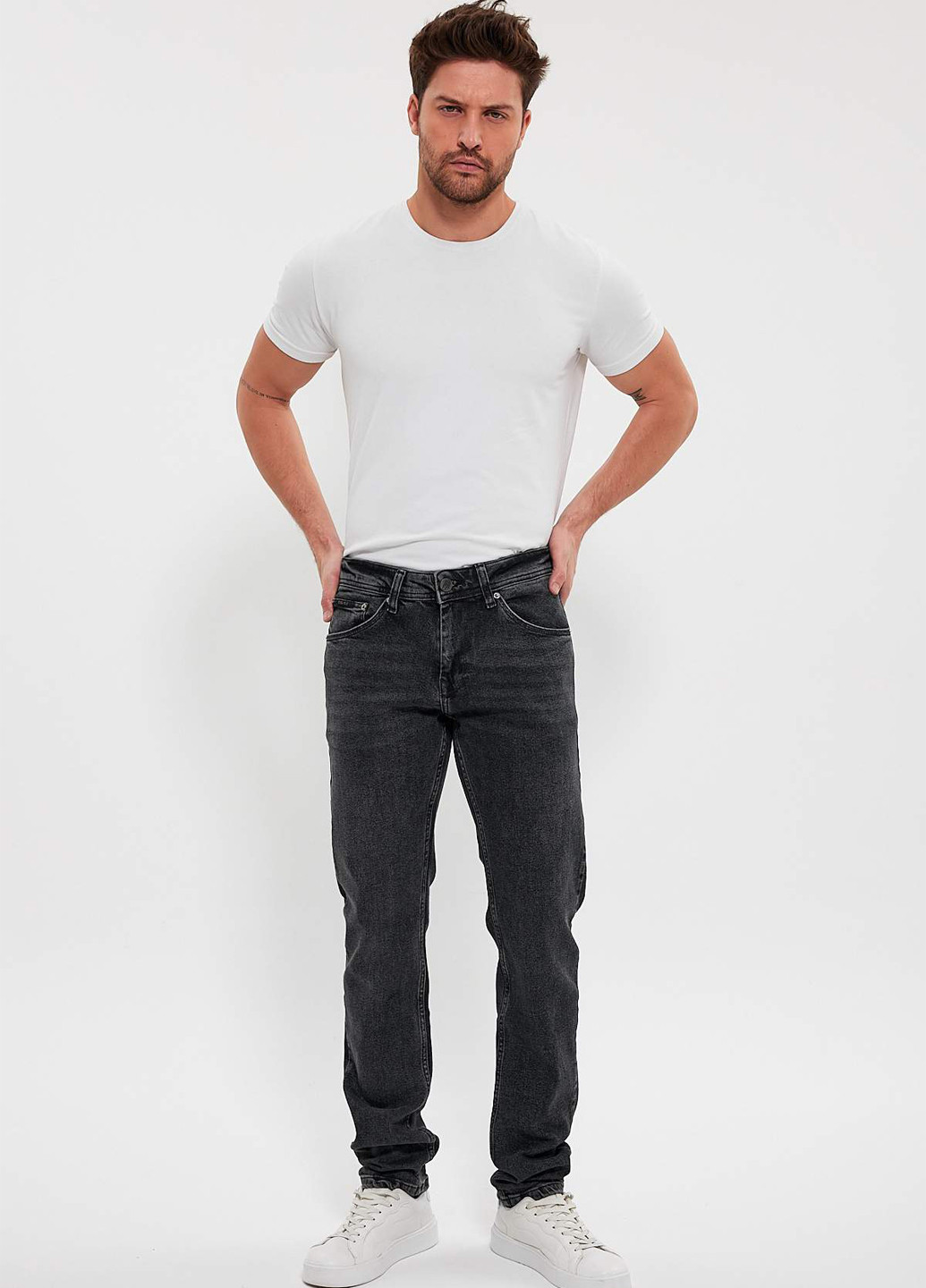 Темно-серые демисезонные зауженные джинсы Trend Collection