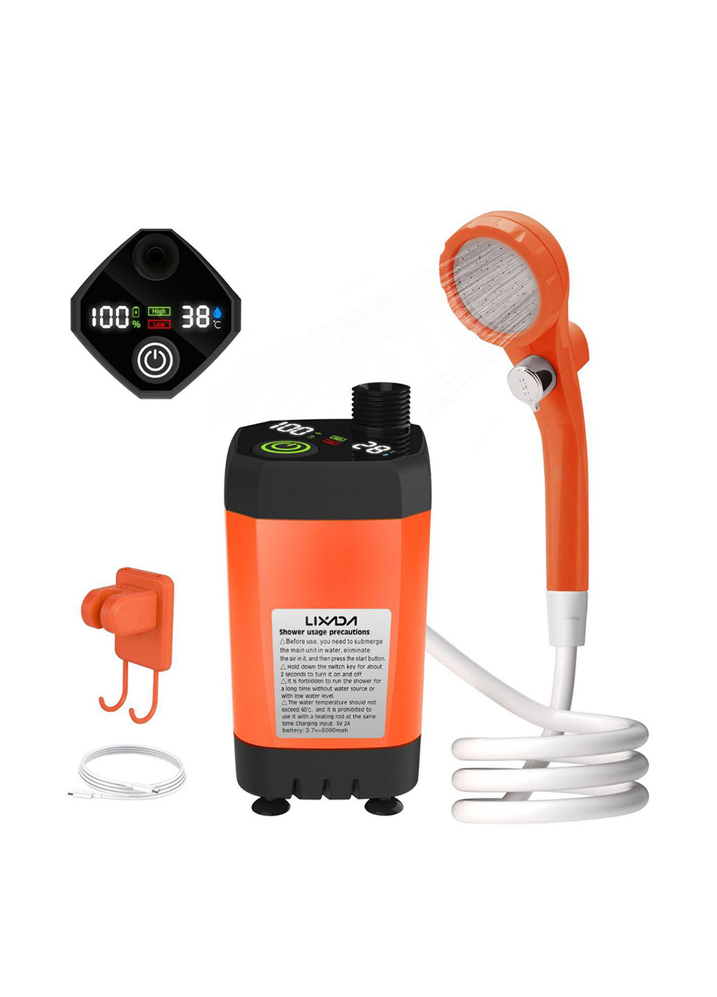 Душ портативний на 6000 mAh, 7,6х12 см LIXADA (306373333)