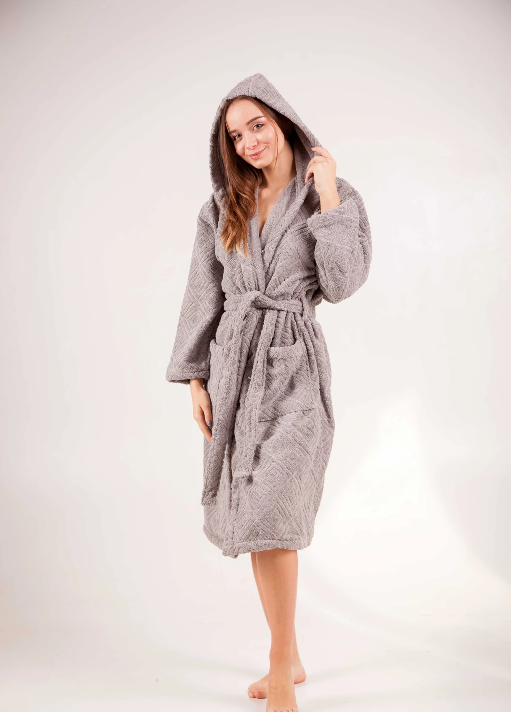 Халат махровий Berlin, сірий, розмір XXL (3800980994477) Bulgaria-Tex плотность - 420 гр/м2 (251459949)