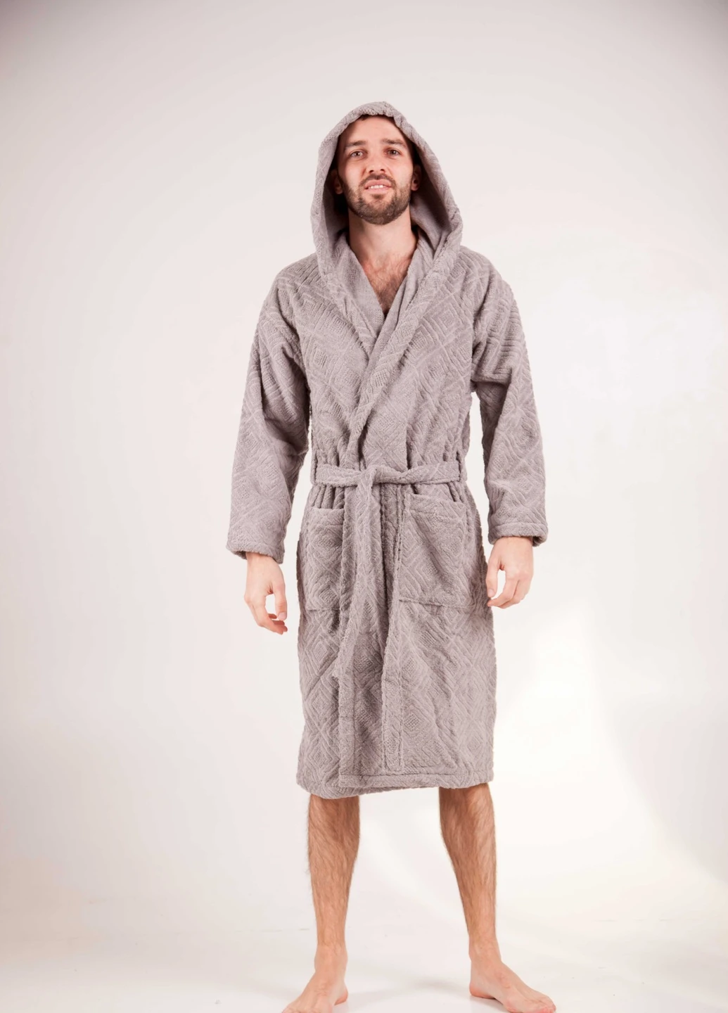 Халат махровий Berlin, сірий, розмір XXL (3800980994477) Bulgaria-Tex плотность - 420 гр/м2 (251459949)
