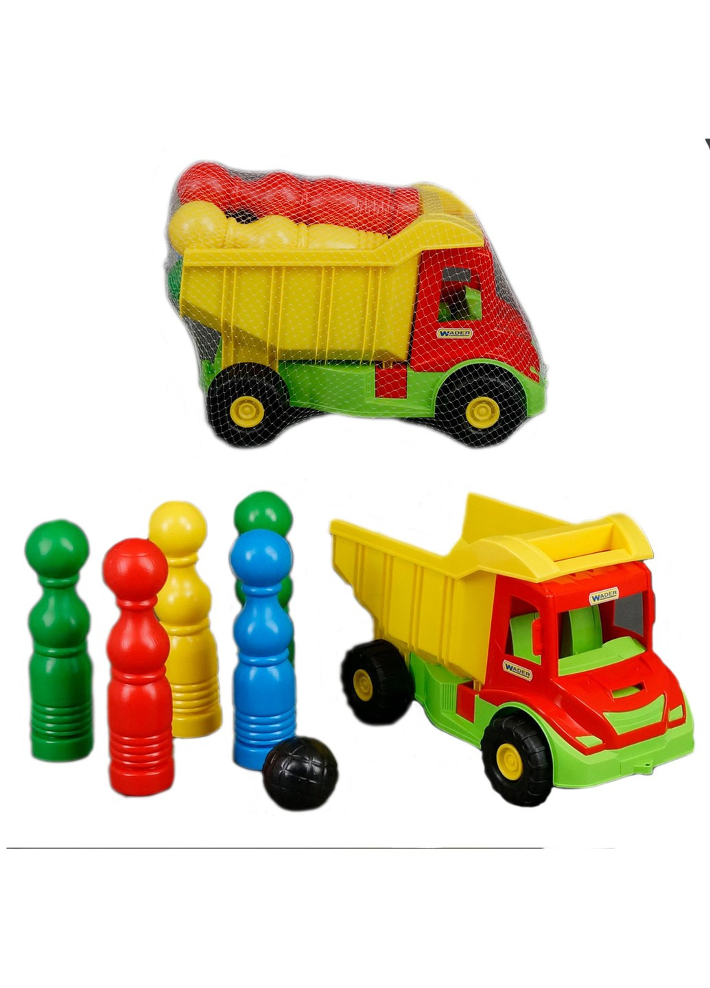 Самоскид Mini Truck з кеглями Різнокольоровий 4820159392209 Wader (253759632)