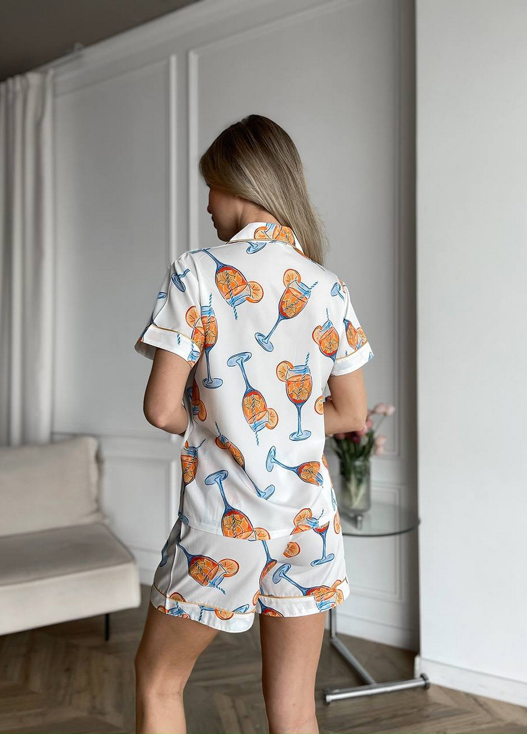 Белая всесезон пижама (рубашка, шорты) рубашка + шорты NOVA VEGA