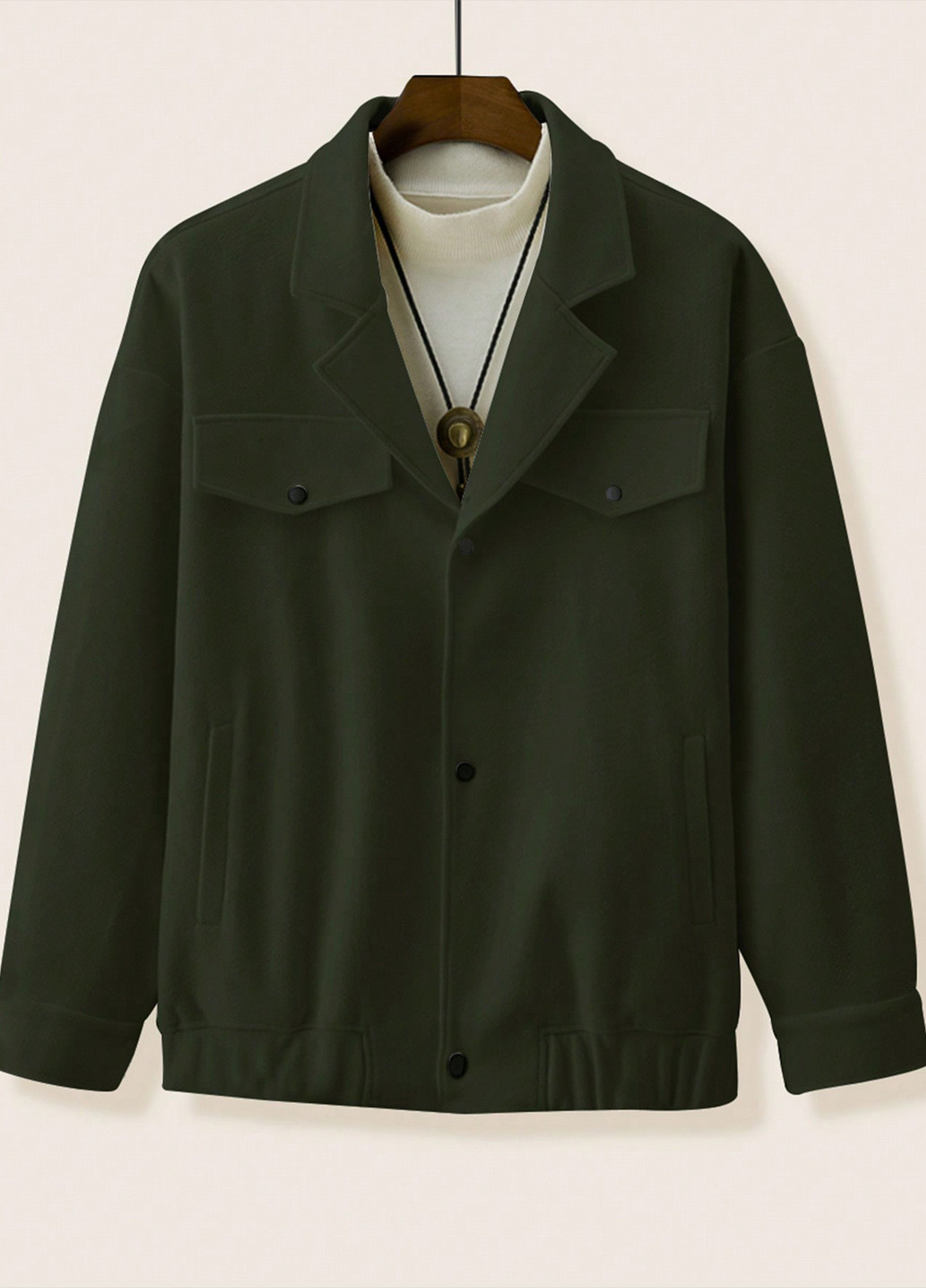 Оливковая (хаки) демисезонная куртка куртка-пиджак SHEIN