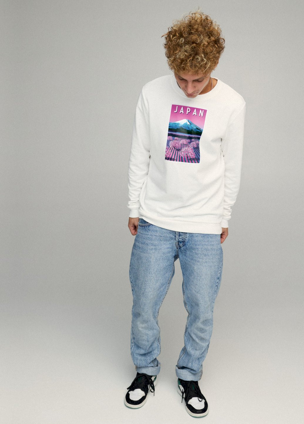 Белый світшот чоловічий basic /no flis/ YAPPI рисунок (254557562)