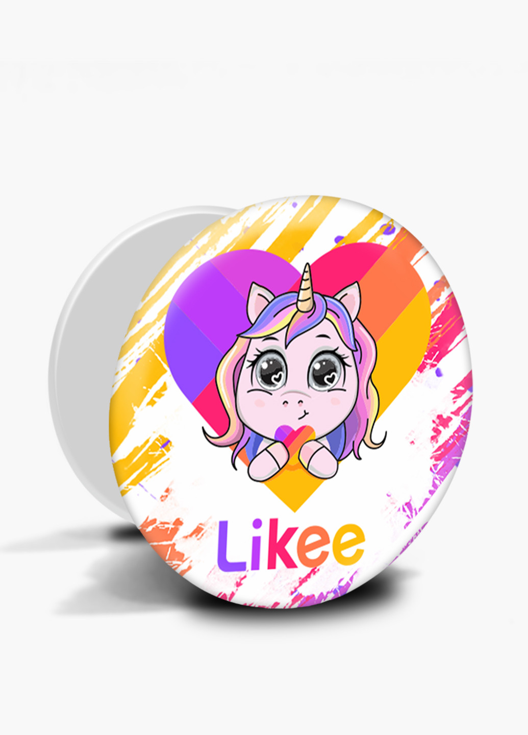 Попсокет (Popsockets) тримач для смартфону Лайк Єдиноріг (Likee Unicorn) (8754-1593) Чорний MobiPrint (216748253)