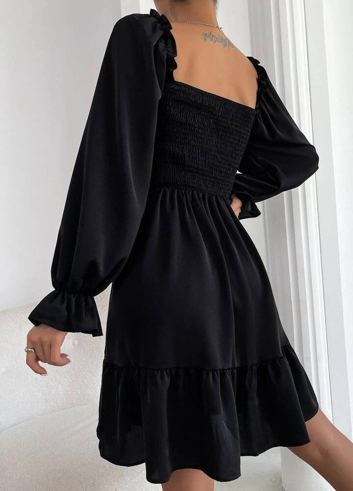 Чорна повсякденний сукня з пишною спідницею Garna однотонна