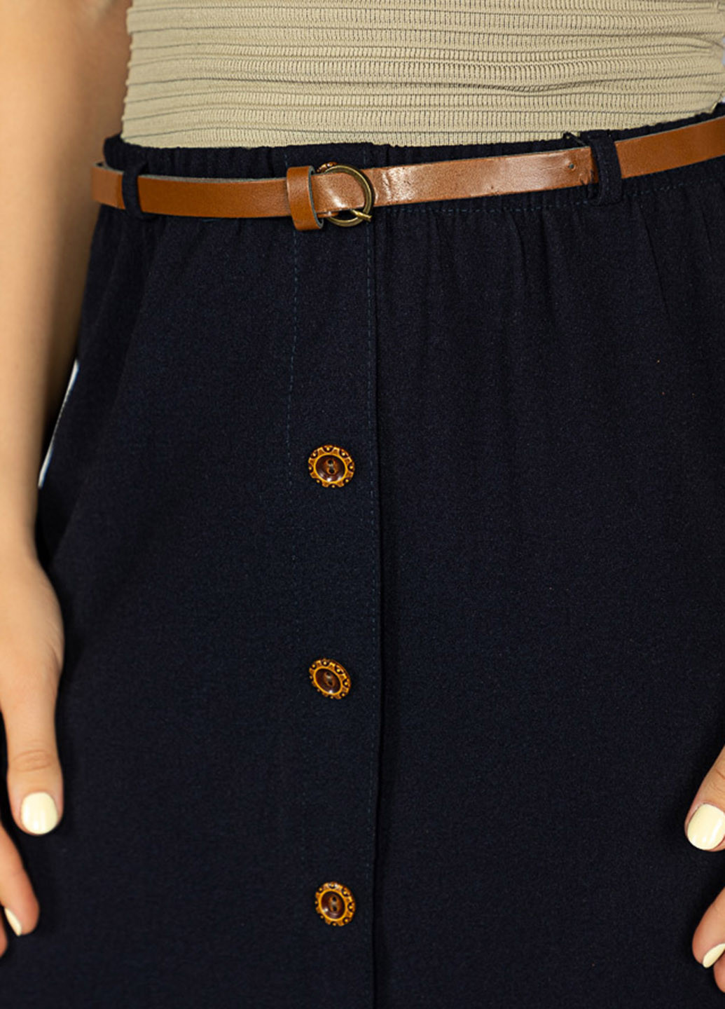 Темно-синяя кэжуал однотонная юбка Time of Style