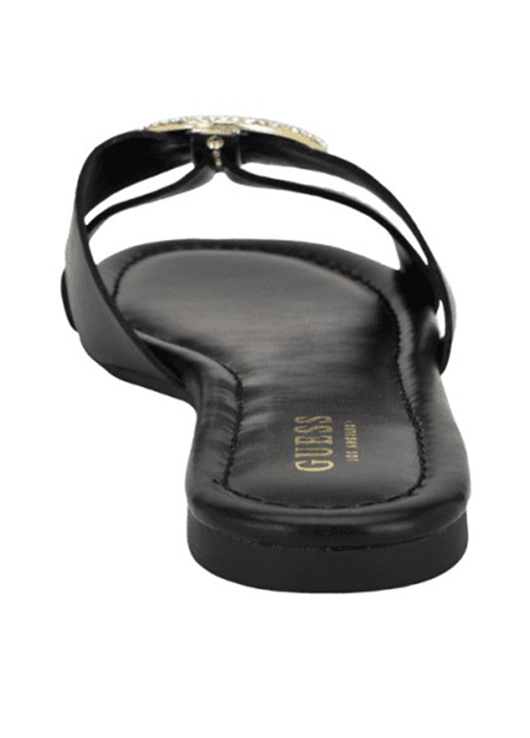 Черные шлепанцы Guess с камнями, с пряжкой