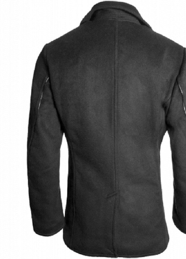 Черное демисезонное Пальто бушлат Men's Wool Military Issue Double Breasted Coat TGJ1406 (Black) бушлат Top Gun