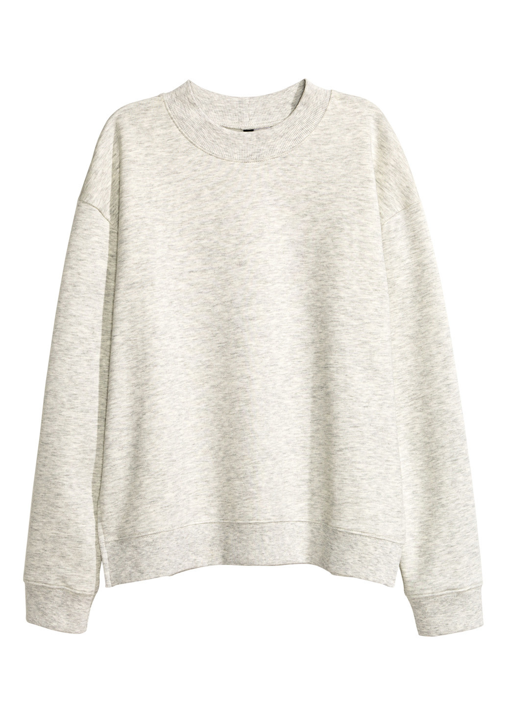 Свитшот H&M - Свободный крой меланж светло-серый кэжуал хлопок - (162223154)