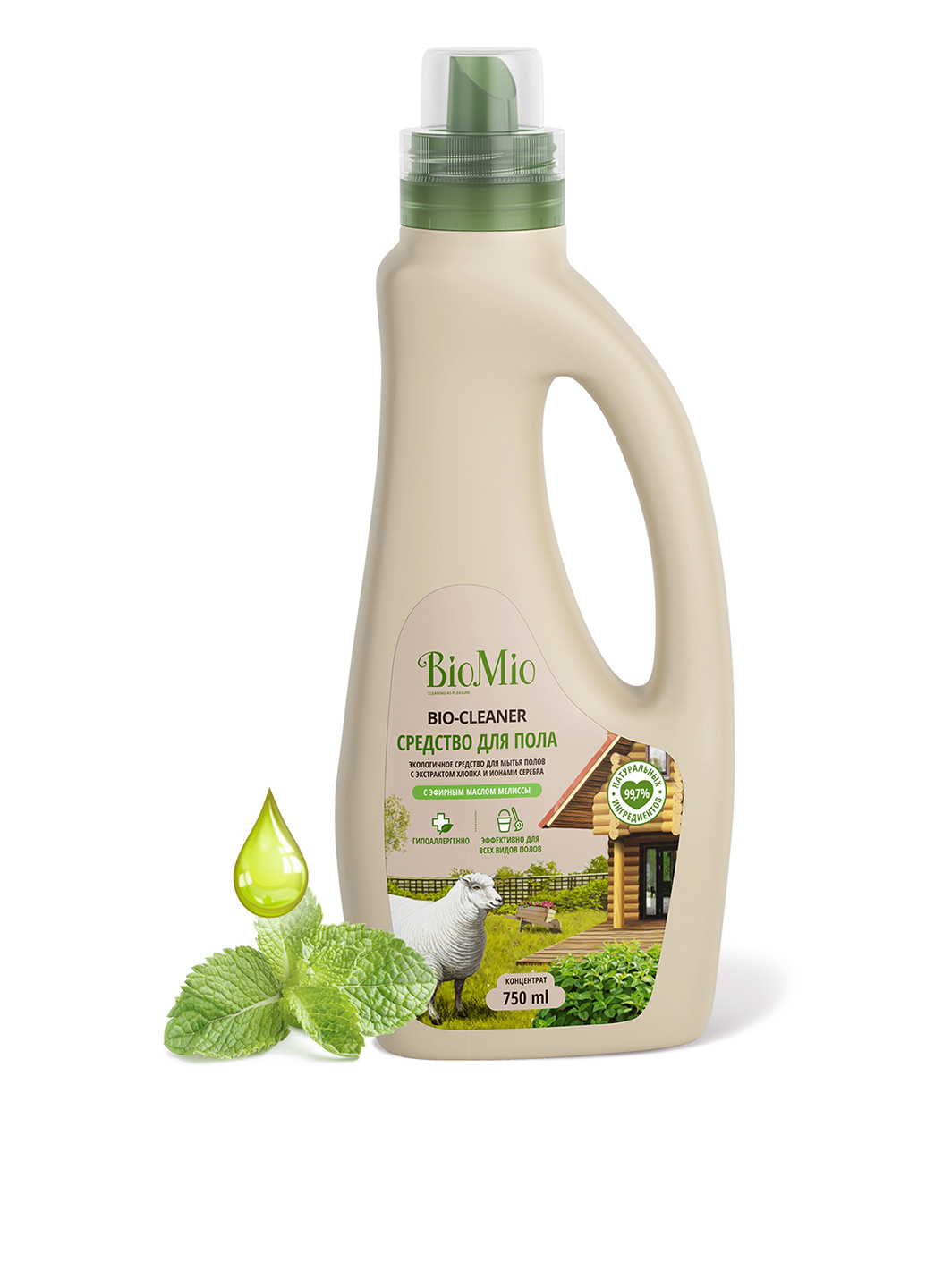 Чистящее эко-средство для пола Bio-Floor Cleaner с эфирным маслом Мелиссы, 750 мл BioMio (231433142)