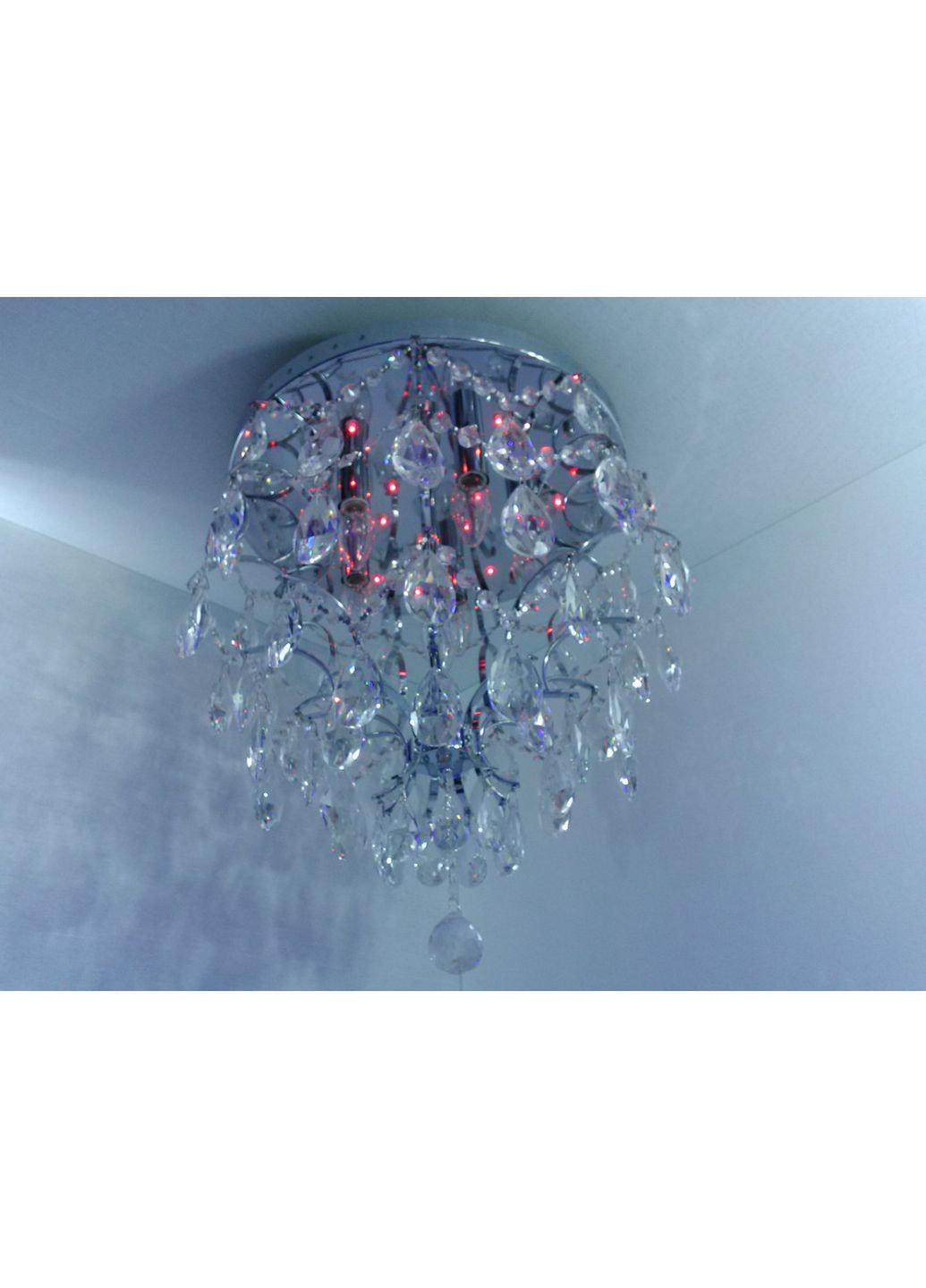 Люстра стельова кришталева з пультом 90030/6 Хром 46х45х45 см. Sunnysky (253122188)