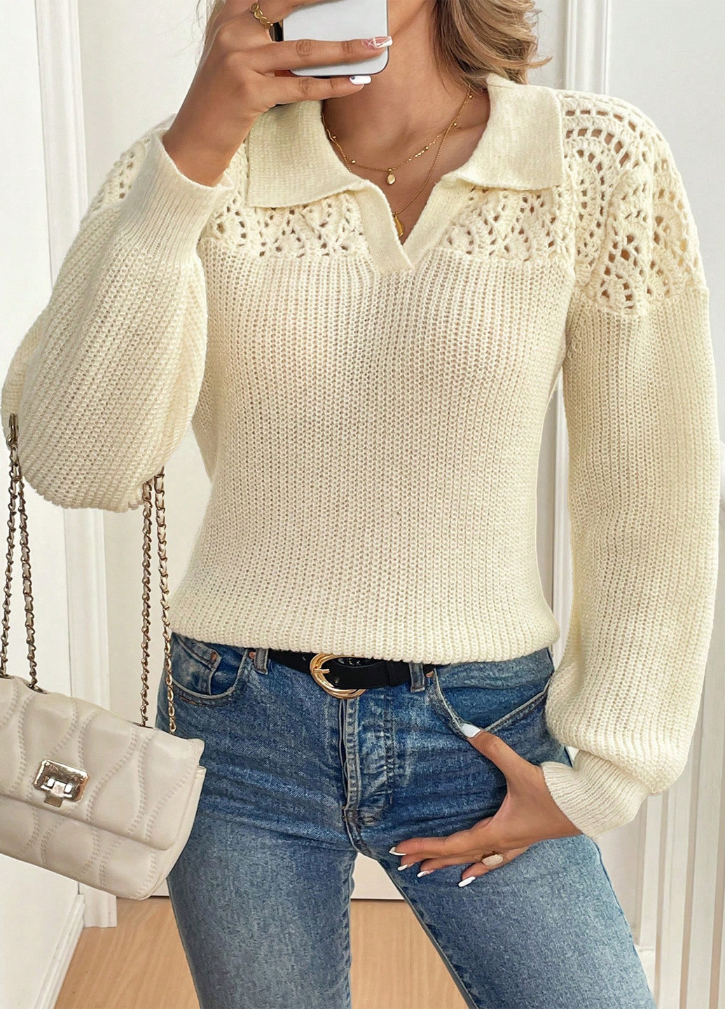 Світло-бежевий демісезонний светр SHEIN