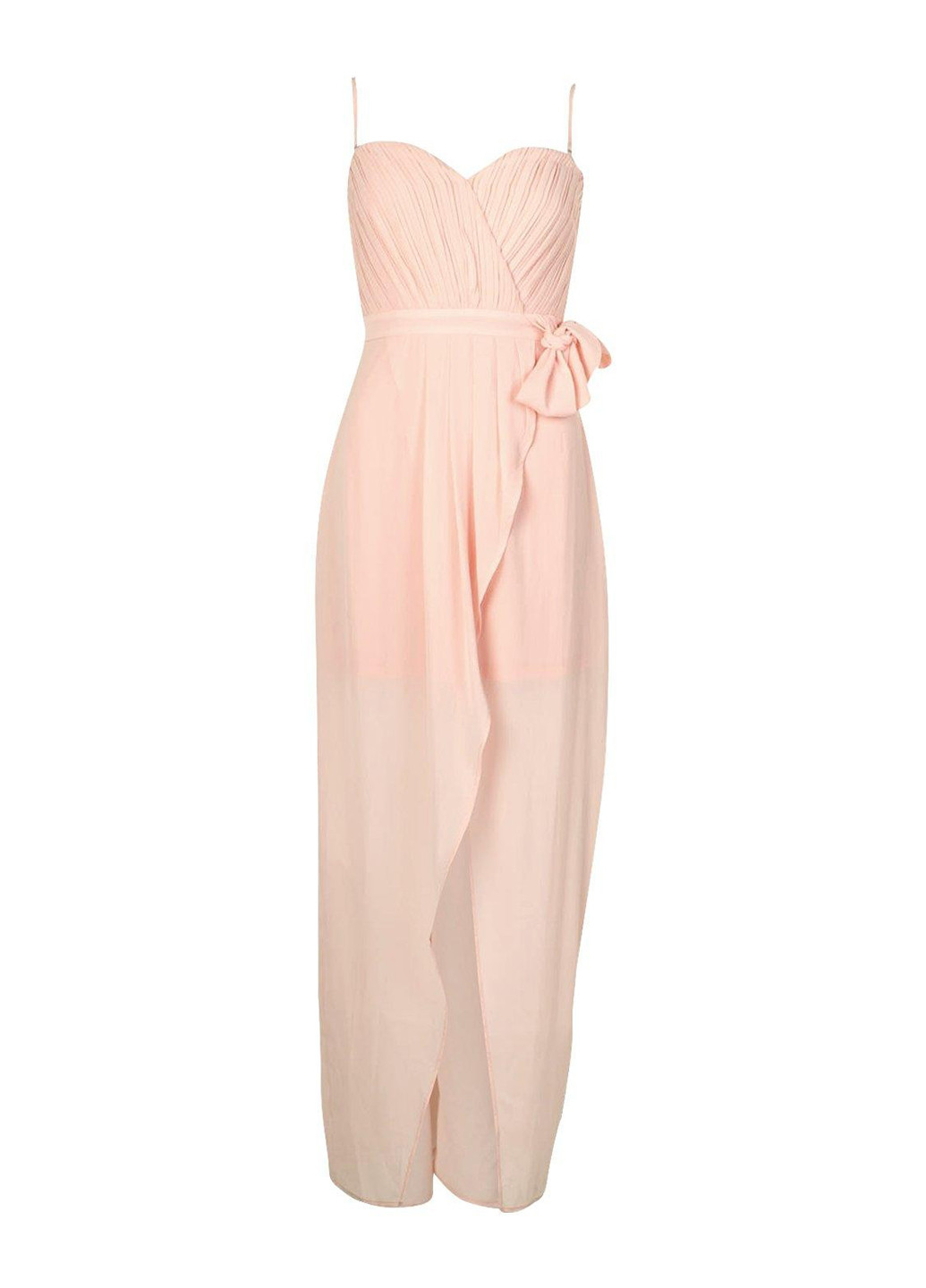 Светло-розовое вечернее платье на запах, в греческом стиле Boohoo однотонное