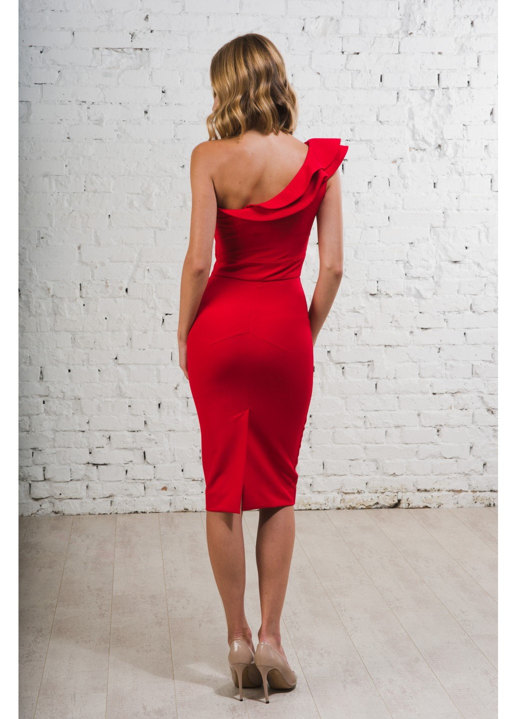 Червона коктейльна коктейльна сукня олена на одне плече, футляр BYURSE однотонна