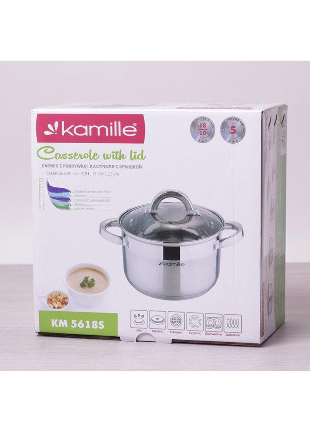 Кастрюля KM-5618S 2.9 л 18 см Kamille (253629025)