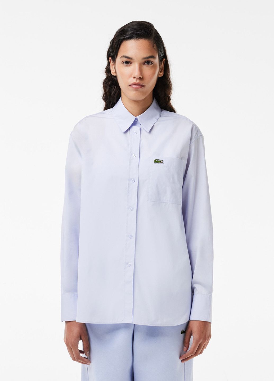 Голубой кэжуал рубашка однотонная Lacoste