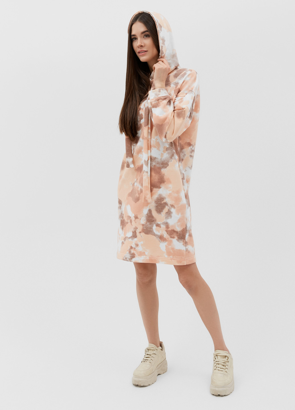 Комбинированное кэжуал платье платье-худи ST-Seventeen с абстрактным узором