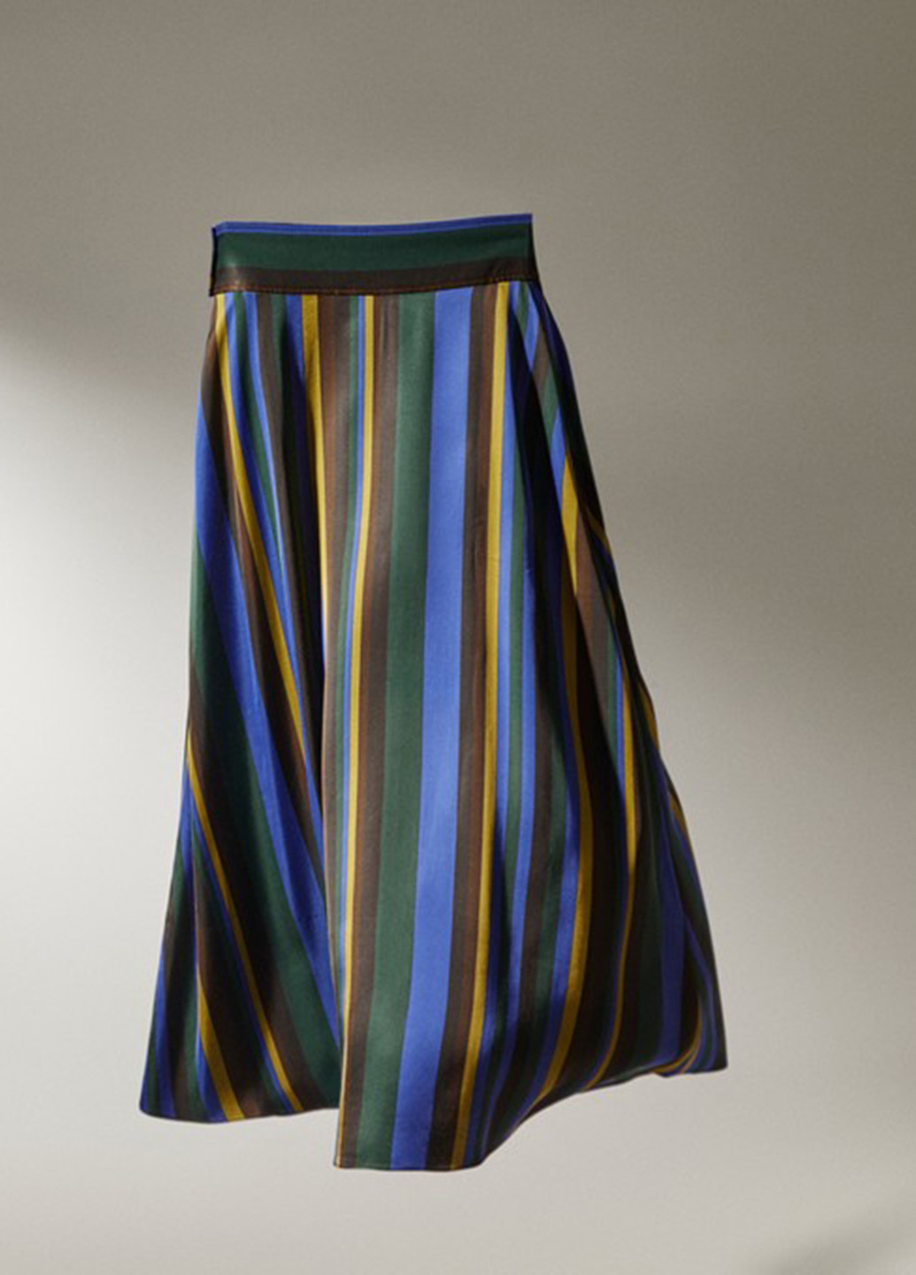 Разноцветная кэжуал в полоску юбка Massimo Dutti клешированная