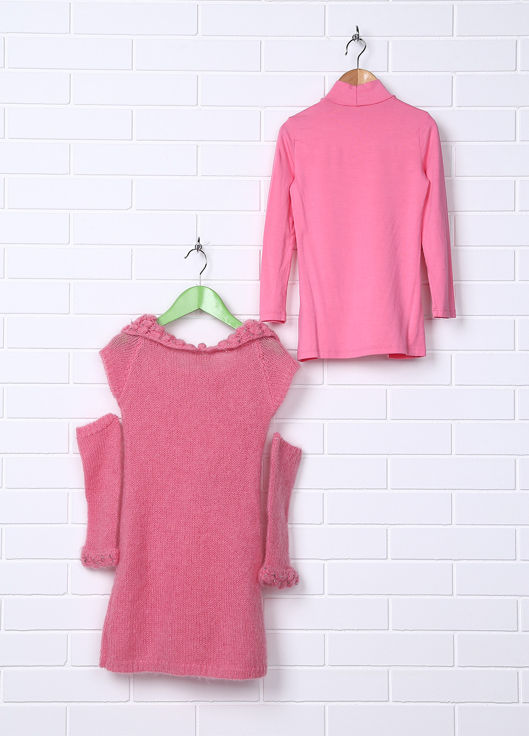Рожевий демісезонний комплект (плаття, гольф) Miss Blumarine