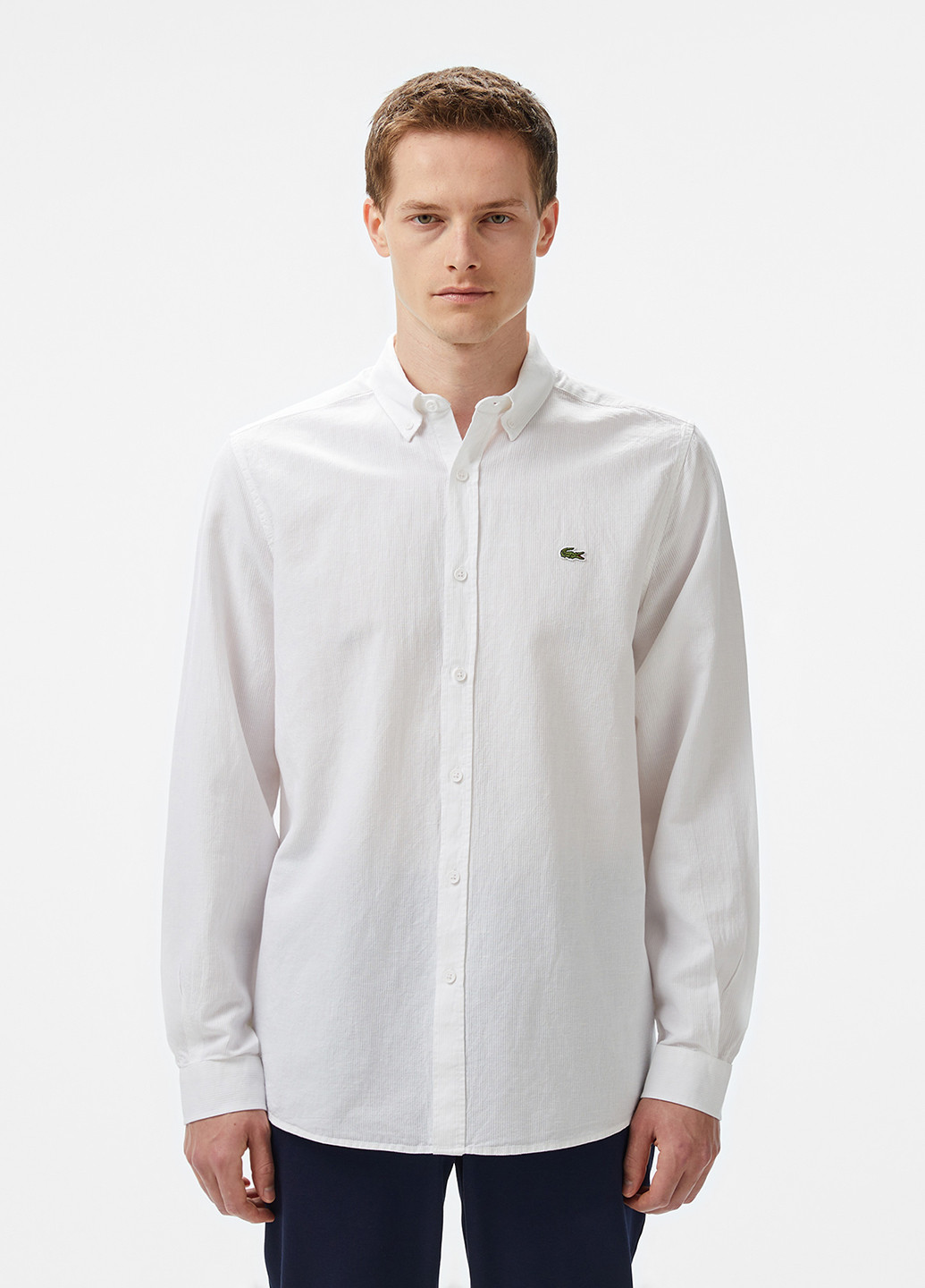 Белая кэжуал рубашка однотонная Lacoste