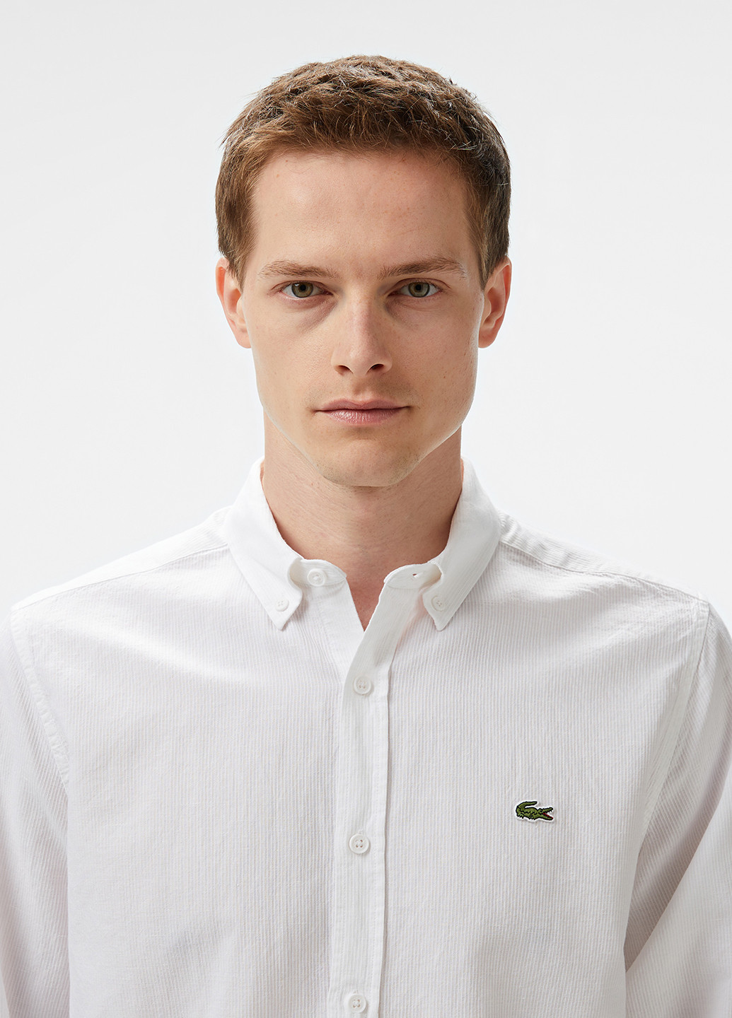 Белая кэжуал рубашка однотонная Lacoste