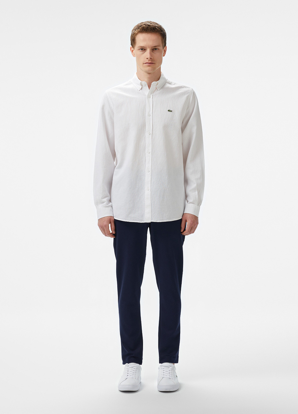 Белая кэжуал рубашка однотонная Lacoste