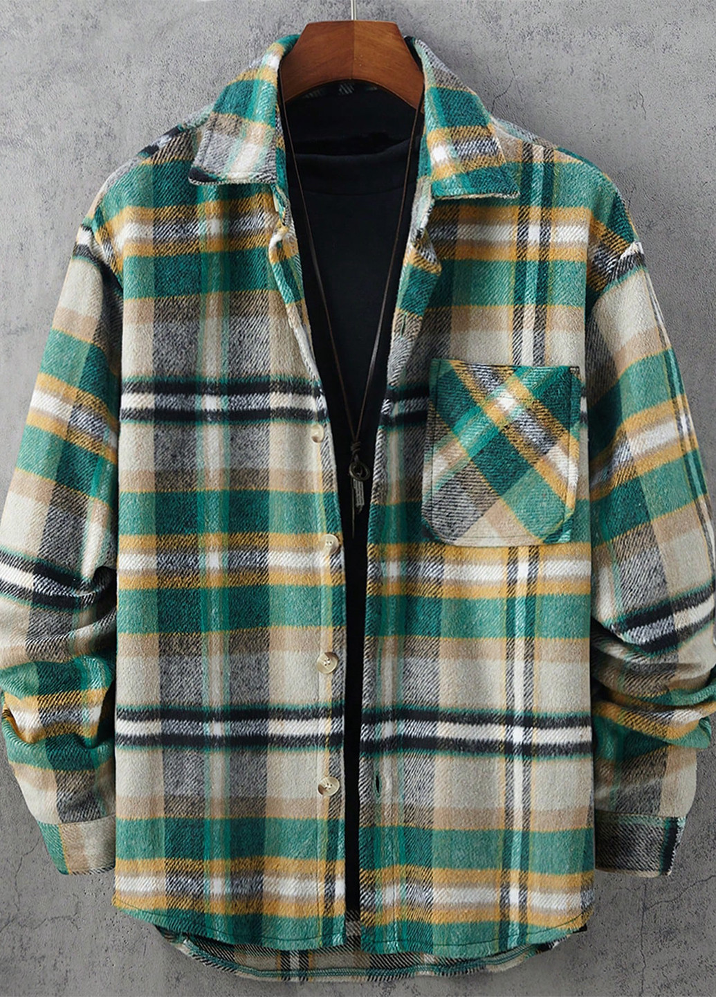 Зеленая кэжуал рубашка в клетку SHEIN