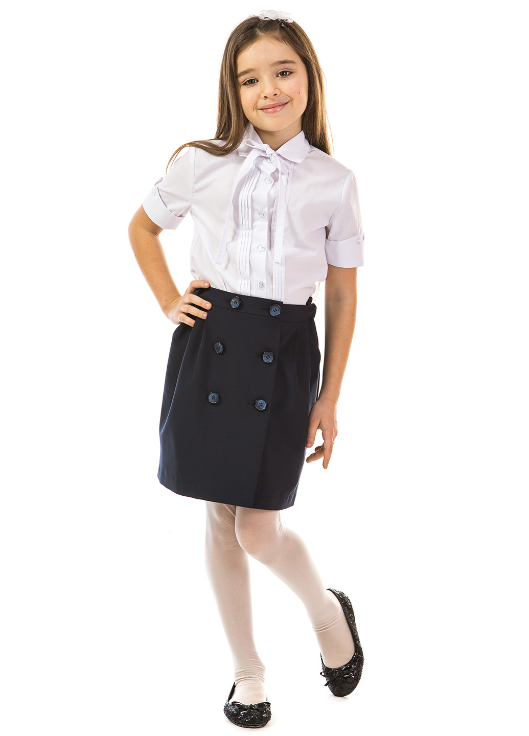 Темно-синяя офисная однотонная юбка Kids Couture мини