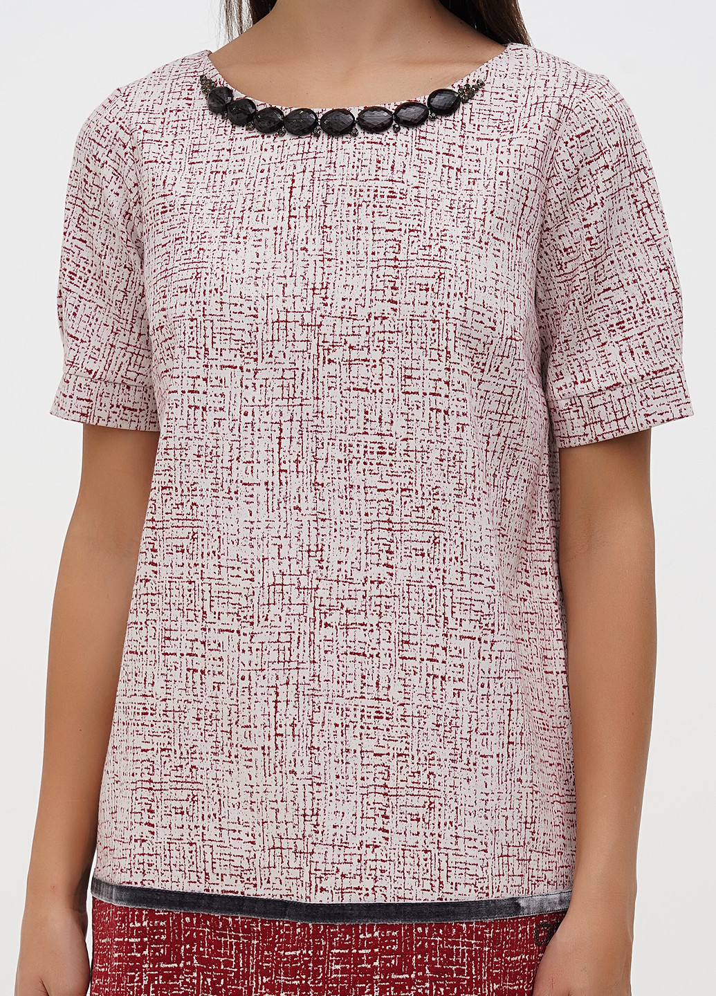 Бордова кежуал сукня Sassofono з абстрактним візерунком