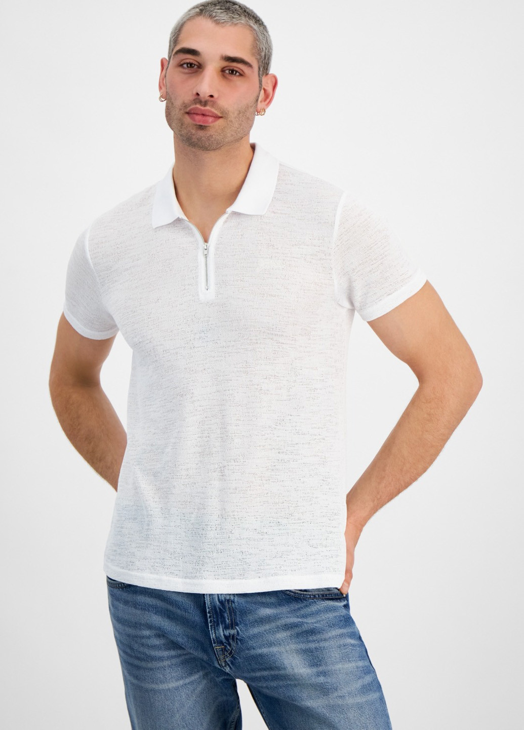 Белая футболка-поло для мужчин Guess с логотипом