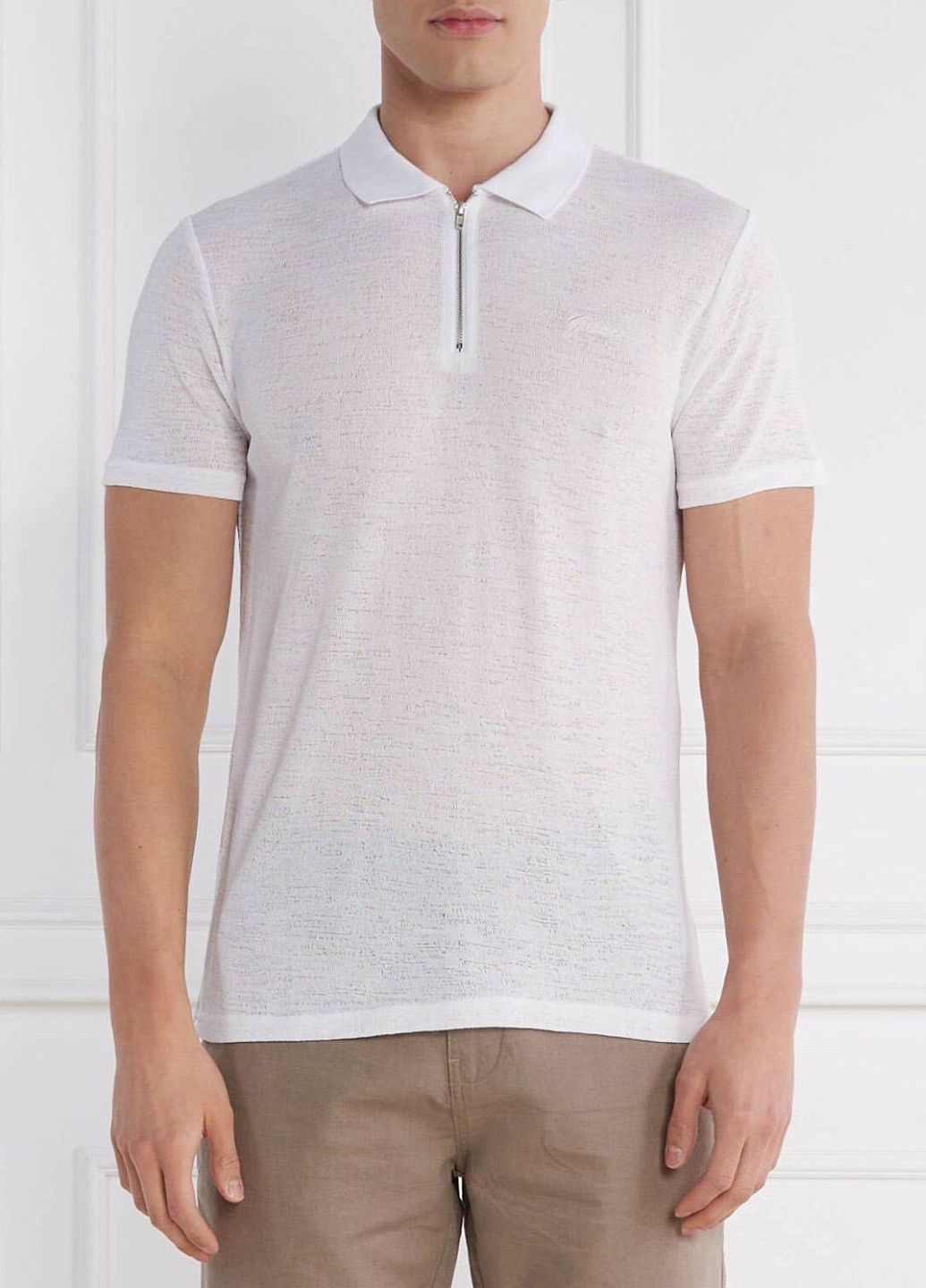 Белая футболка-поло для мужчин Guess с логотипом