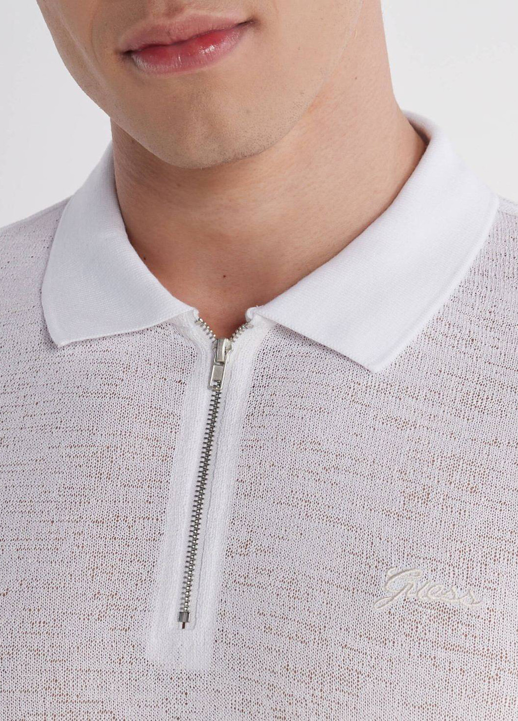 Белая футболка-поло для мужчин Guess с логотипом