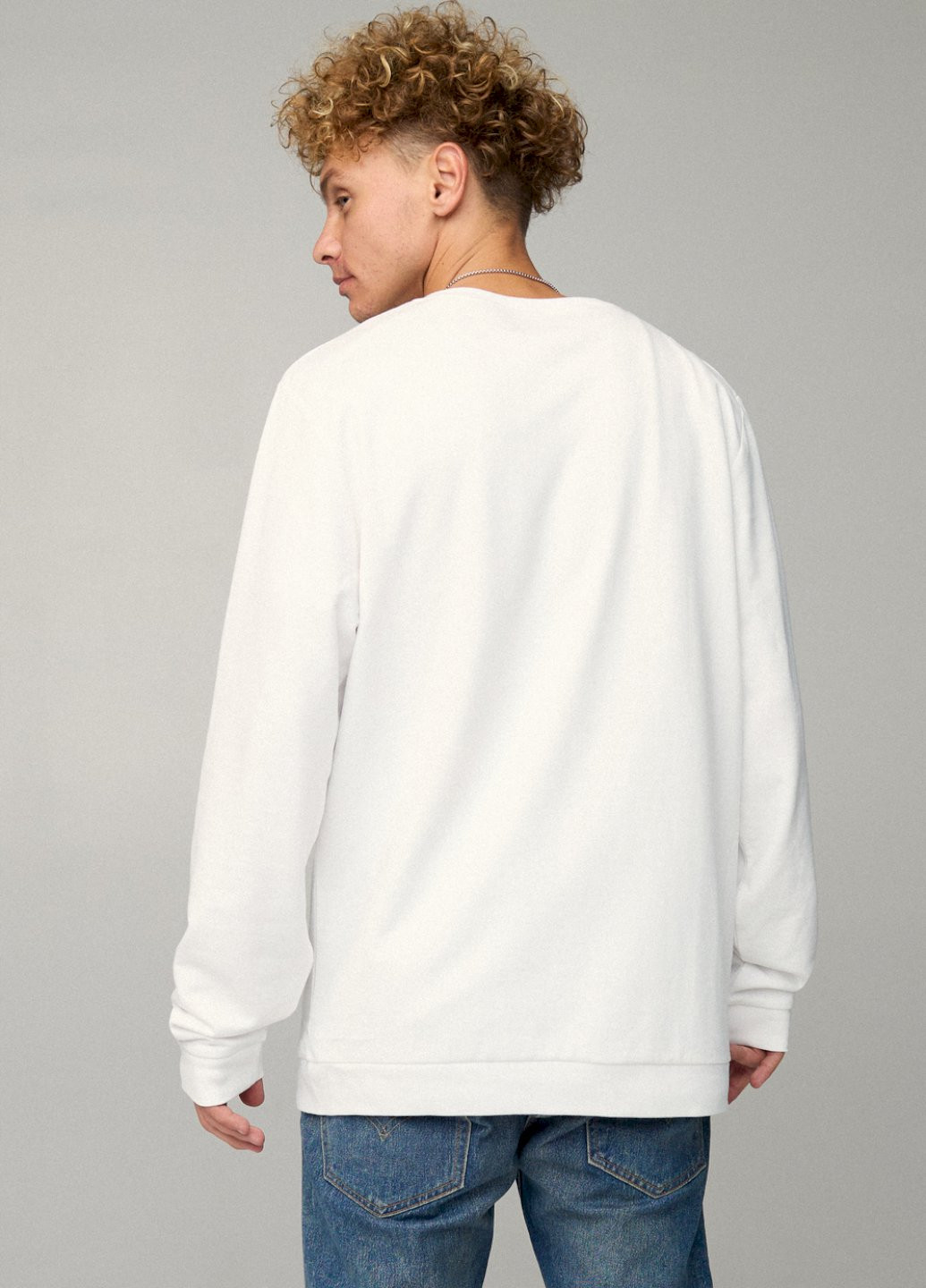 Білий світшот чоловічий oversize /no flis/ YAPPI малюнок (251791406)