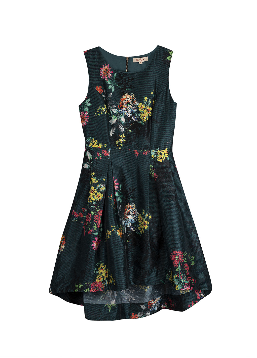 Темно-зеленое кэжуал платье клеш Derhy с цветочным принтом