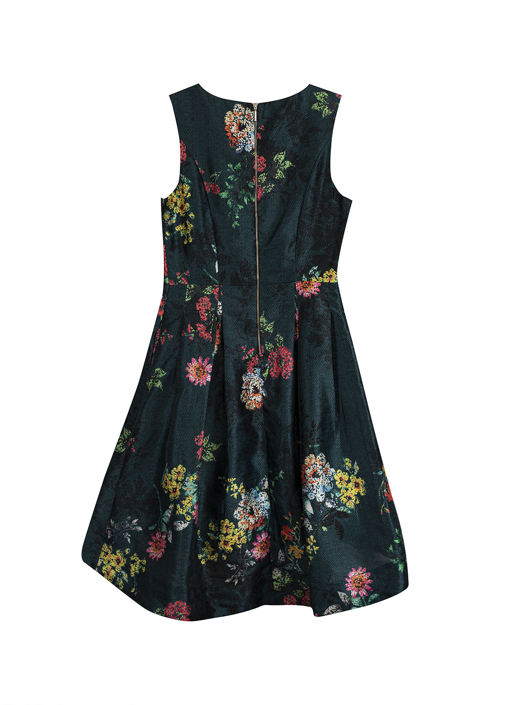 Темно-зеленое кэжуал платье клеш Derhy с цветочным принтом