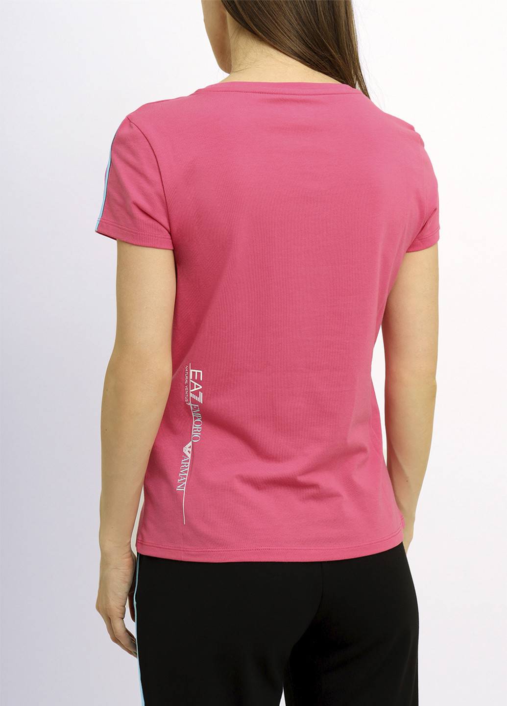 Розовая летняя футболка EA7