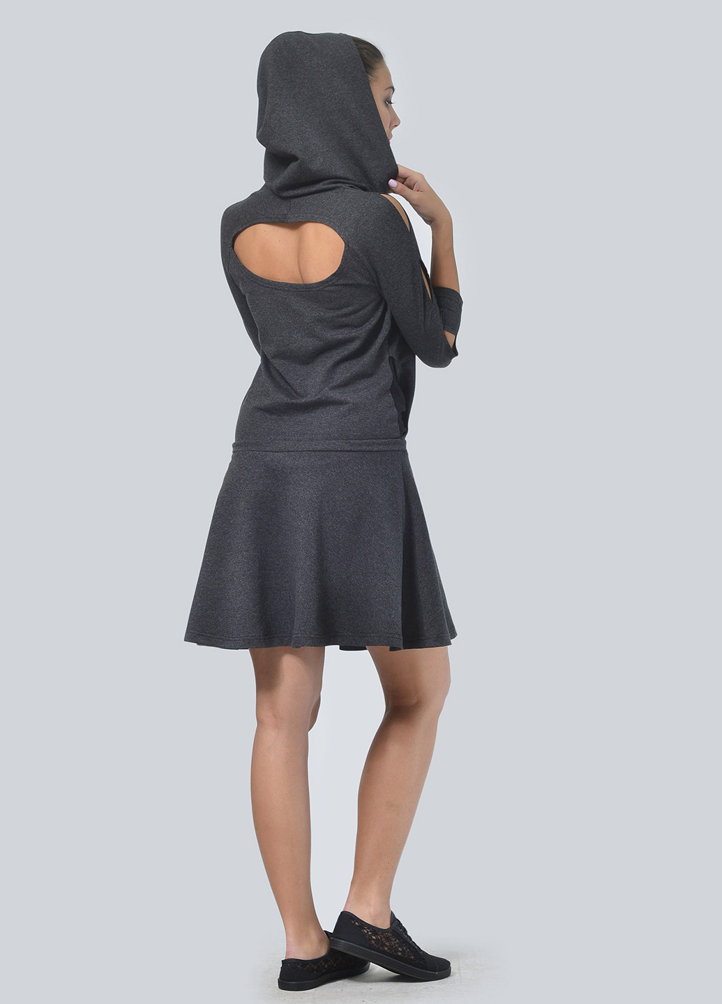 Темно-серое кэжуал платье клеш Agata Webers меланжевое