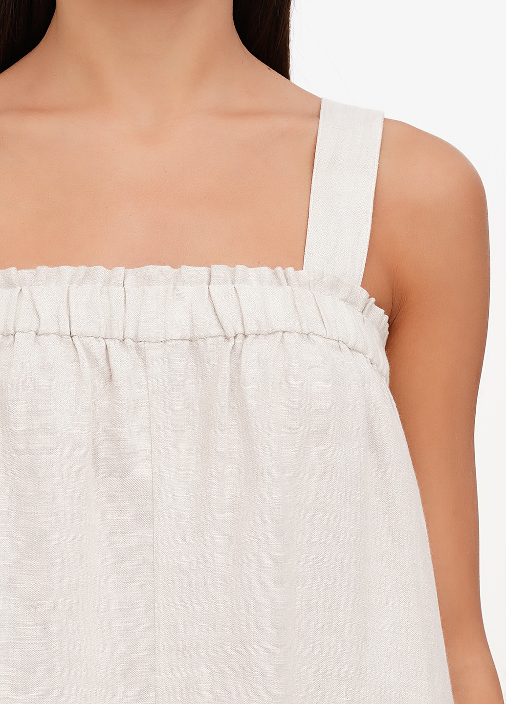 Комбінезон J.Crew комбінезон-шорти однотонний світло-бежевий кежуал льон