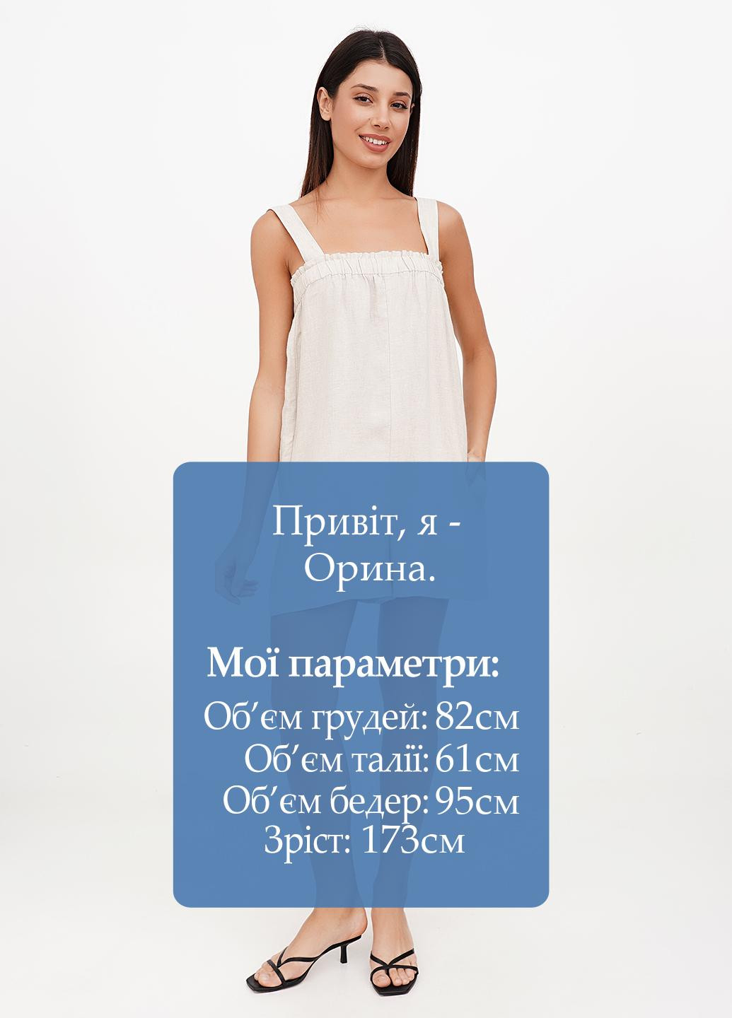 Комбінезон J.Crew комбінезон-шорти однотонний світло-бежевий кежуал льон