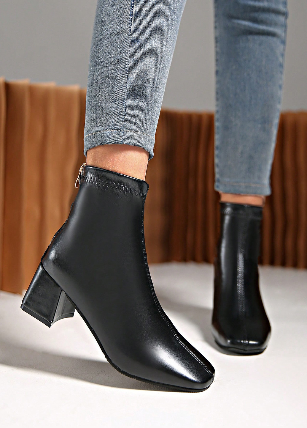 Осенние ботильоны SHEIN без декора из искусственной кожи, из полиуретана
