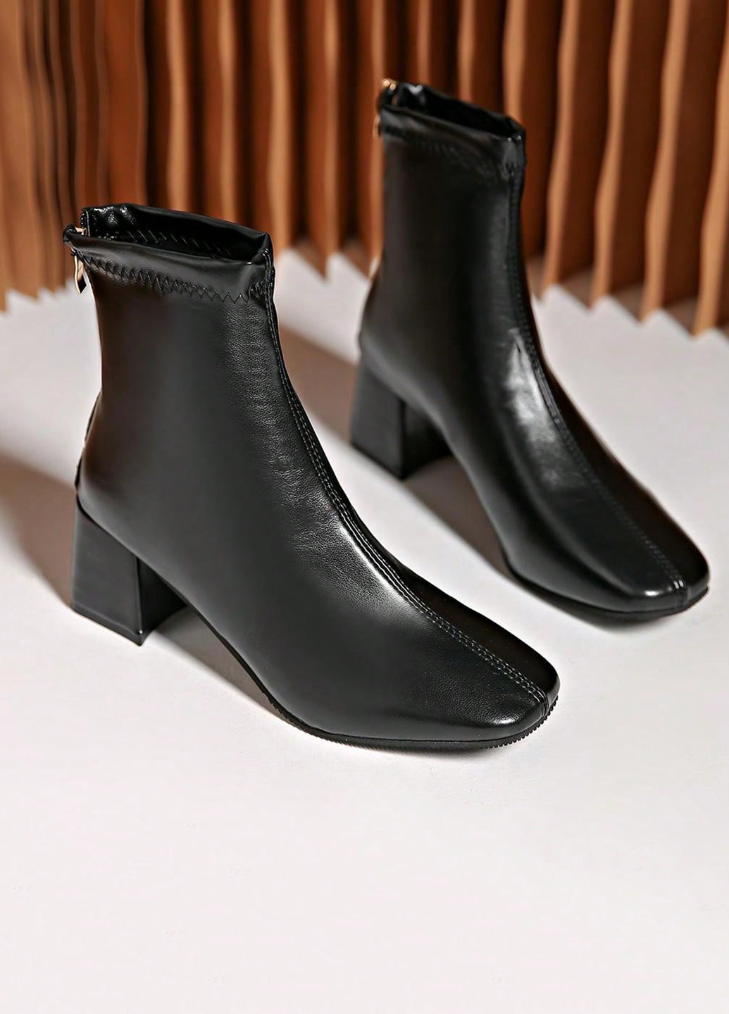 Осенние ботильоны SHEIN без декора из искусственной кожи, из полиуретана