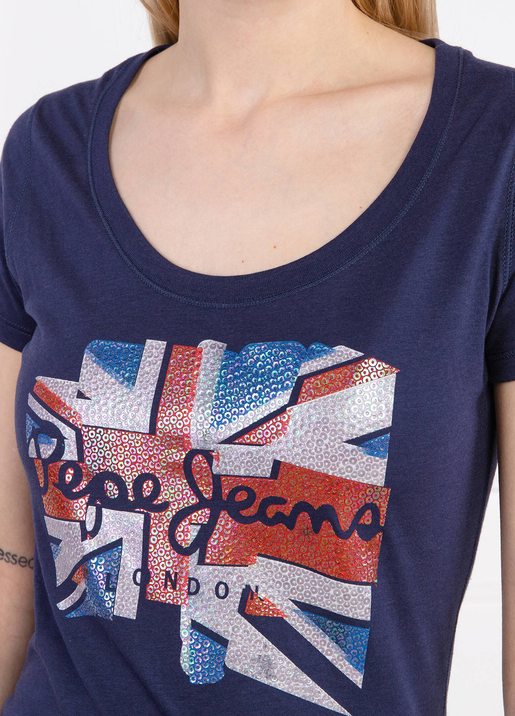 Темно-синяя летняя футболка Pepe Jeans London