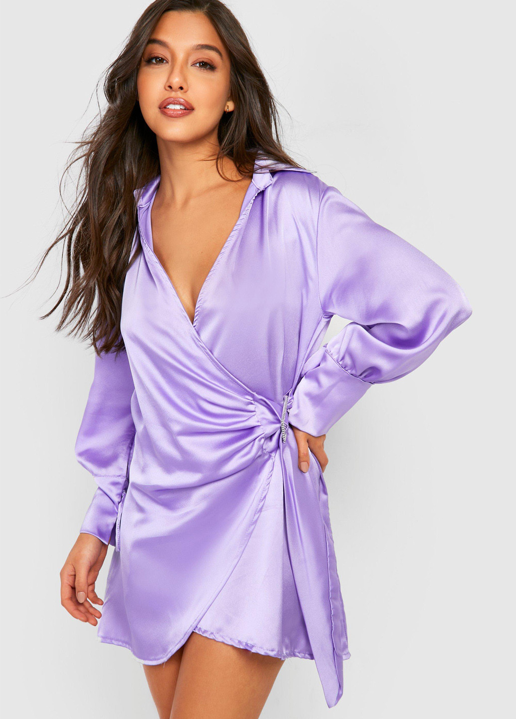 Сиреневая блуза на запах Boohoo