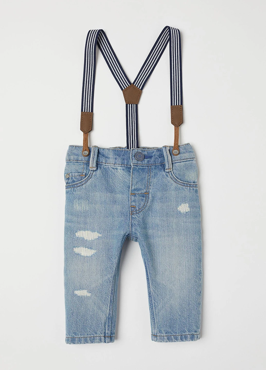 Голубые демисезонные зауженные джинсы H&M
